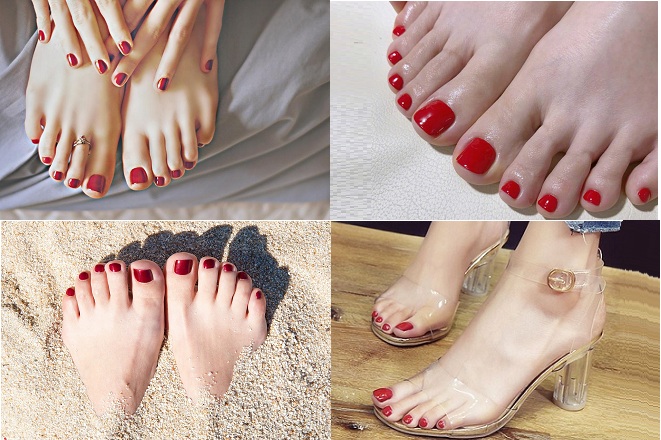 Tổng hợp 15 kiểu sơn móng chân màu đỏ mận đẹp cho nàng