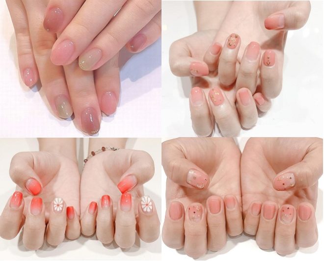 4 kiểu mẫu nail đẹp nhất nhẹ dịu đập màu sắc cam hồng