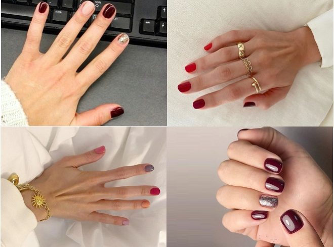 4 kiểu nail đỏ tía phối kết hợp đẹp