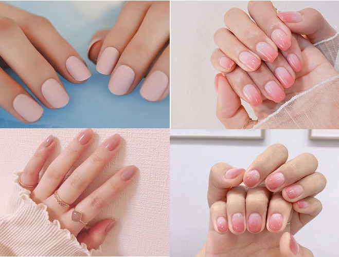 4 kiểu mẫu nail đập màu sắc hồng nhạt